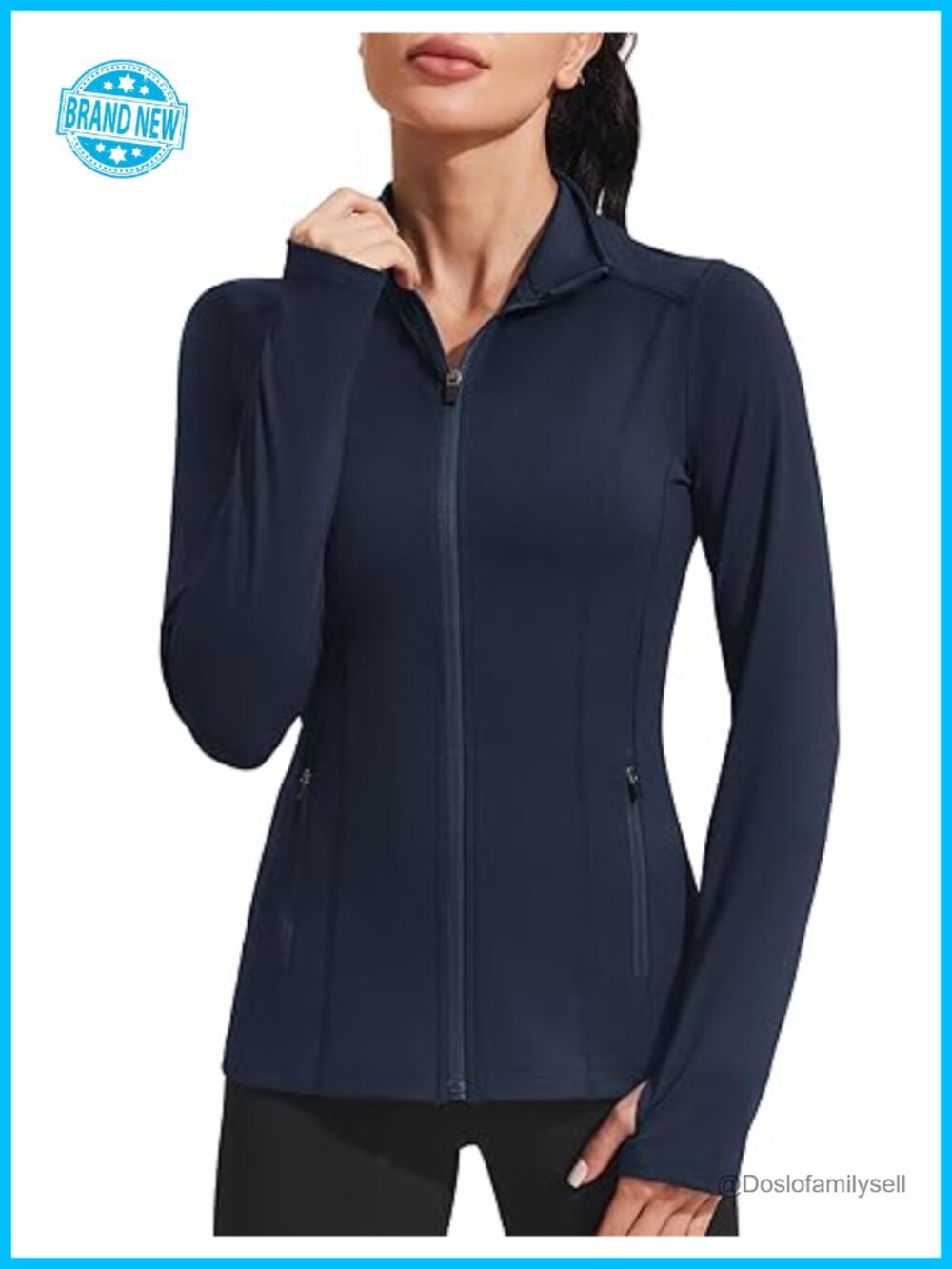 Slim Fit Full Zip Athletic Workout Jacket with Thumbholes